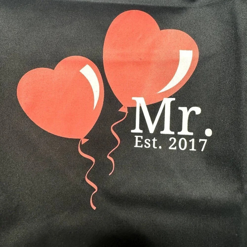 New Aprons Mr. & Mrs. Est 2017 White Black Wedding Engagement Bridal Shower Gift